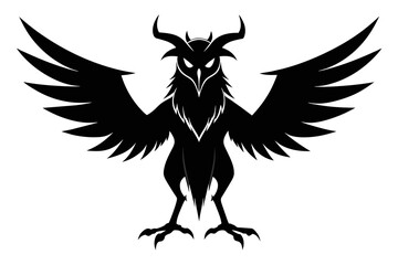 silhouette image,Diablo bird,vector illustration,white background