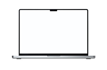 Open Macbook grey laptop by Apple isolated on transparent background. Mackbook Pro 16  M1 chip...