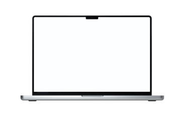 Open Macbook grey laptop by Apple isolated on transparent background. Mackbook Pro 16  M1 chip 2021. 