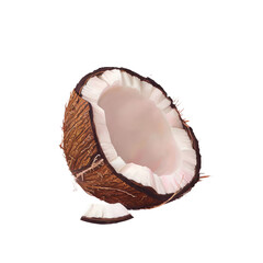 Half-eaten coconut on a Transparent Background