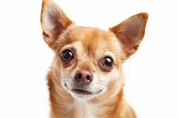 Chihuahua smiling at camera white background Digital enhancement