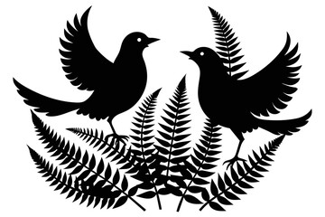 silhouette image,Fern bird,vector illustration,white background