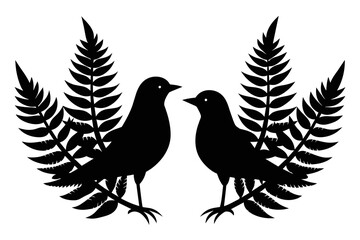 silhouette image,Fern bird,vector illustration,white background