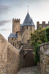 Architecture of the Citadel in the town of Carcassonne in the south of France