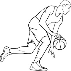 running basketball player vector outline illustration © Iuliia