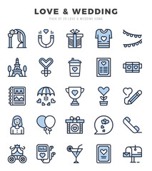 icons set. Love & Wedding for web. app. vector illustration.