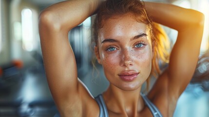 Fit Young Woman Preparing for a Gym Workout Generative AI - obrazy, fototapety, plakaty