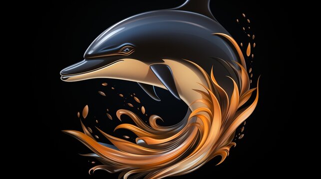 A clean and modern logo icon of a playful dolphin.