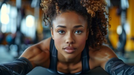 Woman Concentrating on Fitness During Group Exercise Session Generative AI - obrazy, fototapety, plakaty