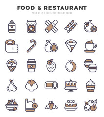 Set of Two Color Food and Restaurant Icons. Two Color art icon. Vector illustration