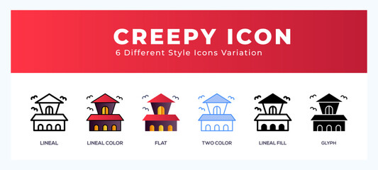 Creepy icon set. Design elements for logo