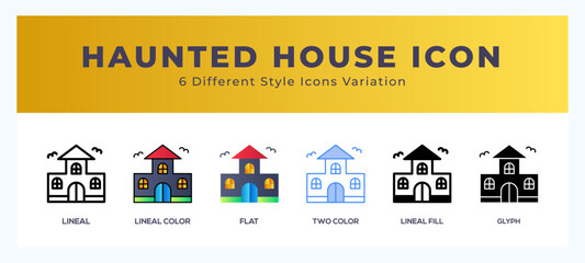 Haunted house icon set pack vector illustration.