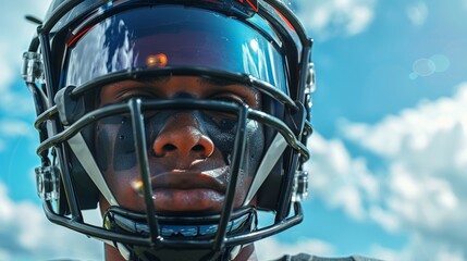 Football Player Posing Outdoors with Helmet and Visor Generative AI