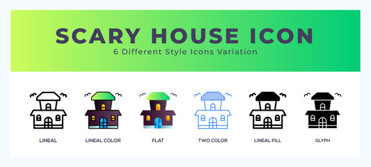 Scary house icons set. Different style of icons simple vector illustration.