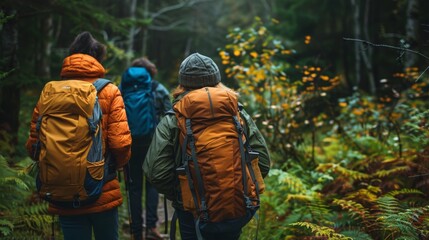 Friends Gearing Up for an Exciting Woodland Hiking Adventure Generative AI