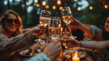 Friends Toasting and Celebrating Outdoor Gathering Generative AI