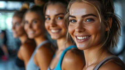 Group of Women Friends Exercising and Smiling at the Gym Generative AI