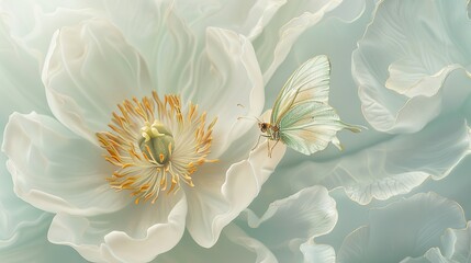 white flowers with butterfly