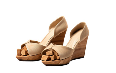 A pair of womens shoes elegantly placed on a white background