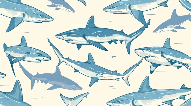 hand drawn illustration of sharks
