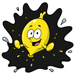 yellow-waterballoon-bursting-against-black-background