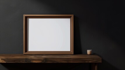 A blank canvas on a dark textured wall serves as a mockup for artwork