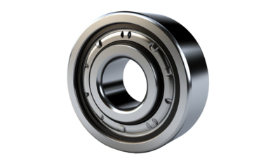 A ball bearing delicately rests on a pristine white background