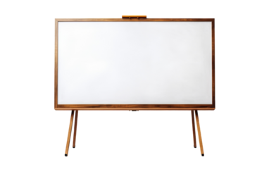 A wooden easel supporting a blank white board ready for artistic inspiration