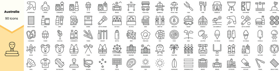 Set of australia icons. Simple line art style icons pack. Vector illustration - obrazy, fototapety, plakaty