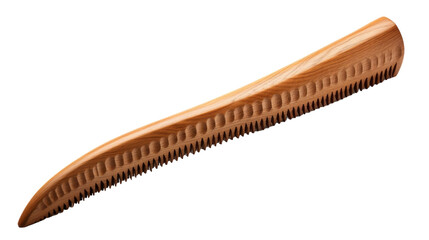 Wooden comb with handle on white background