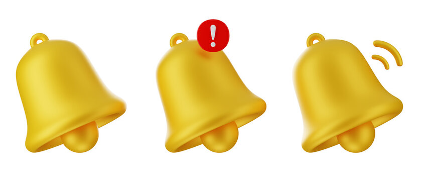 sino 3d realista fundo transparente 3d render icon set notificação 3d bell yellow social media alerta PNG