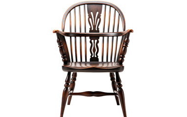 A solitary wooden chair stands against a stark white background
