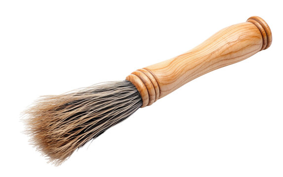 Close-up of a brush bristles on pristine white background