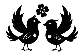 silhouette image,Lucky bird,vector illustration,white background