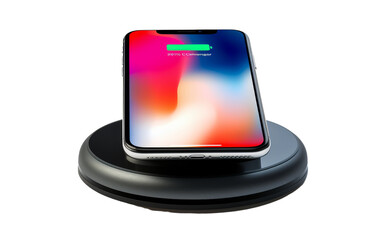 An iPhone receiving a charge on a wireless charger