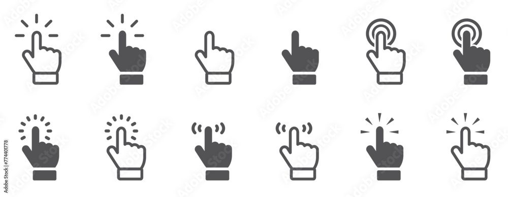 Fototapete set of pointer cursor computer mouse icons. hand cursor icons click. vector illustration.