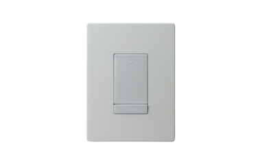 A white light switch stands out against a white background, symbolizing power and control