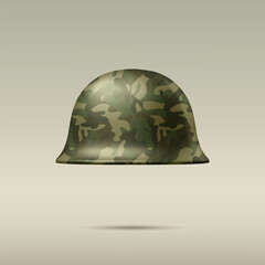 Vector 3d Realistic Green Military Soldier Protective Helmet Closeup Isolated. Helmet, Army Symbol of Defense and Protection. Soldier Helmet Design Template for Military, Defense and Safety Concept