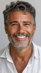 Obraz premium portrait of a smiling middle-aged man in white shirt and light beard