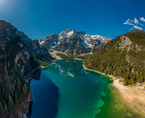 Naklejka na ściany i meble Lake Braies in Dolomite Alps