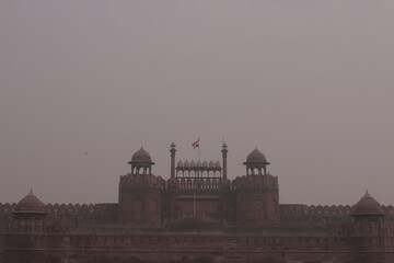 Fototapeta na wymiar Red Fort Delhi Monument Architecture Heritage Landmark Mughal India UNESCO Palace Fortification History Emperor Agra Gate Lahore Gate Throne Hall Diwan-i-Am Diwan-i-Khas Gardens Courtyard Majestic