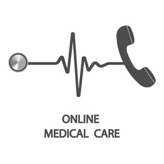Online medical care icon. Flat illustration of online medical care icon for web design