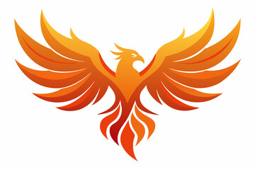 pheonix with open wings,flat curvy design, rounded shapes vector logo style --no background texture