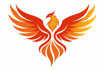pheonix with open wings,flat curvy design, rounded shapes vector logo style --no background texture