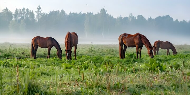 Young Horses Grazing in a Field. Concept Nature Photography, Animal Portraits, Pasture Scenes, Equestrian Life, Countryside Beauty