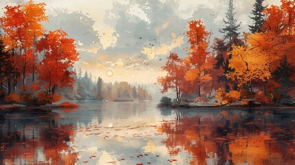 Autumn Splendor in the Maple Forest, generative ai