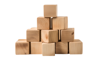 A pile of wooden blocks precariously stacked on top of each other in a makeshift tower