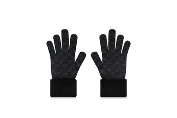 Black wool gloves isolated on white background