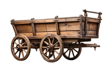 Fototapeta na wymiar Antique wooden wagon display against a stark white backdrop