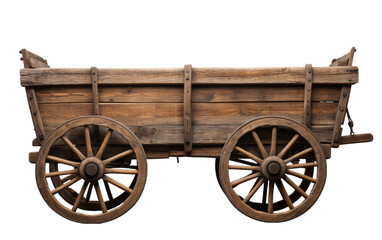 Fototapeta na wymiar A wooden wagon rests elegantly on a serene white background